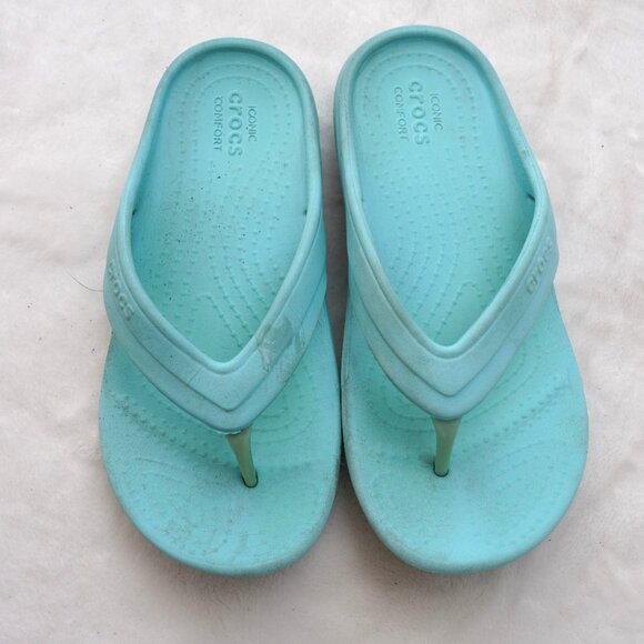 Crocs Flip‎ Flops Blue Comfort Sandals Size C12 Kids Iconic - Picture 1 of 6